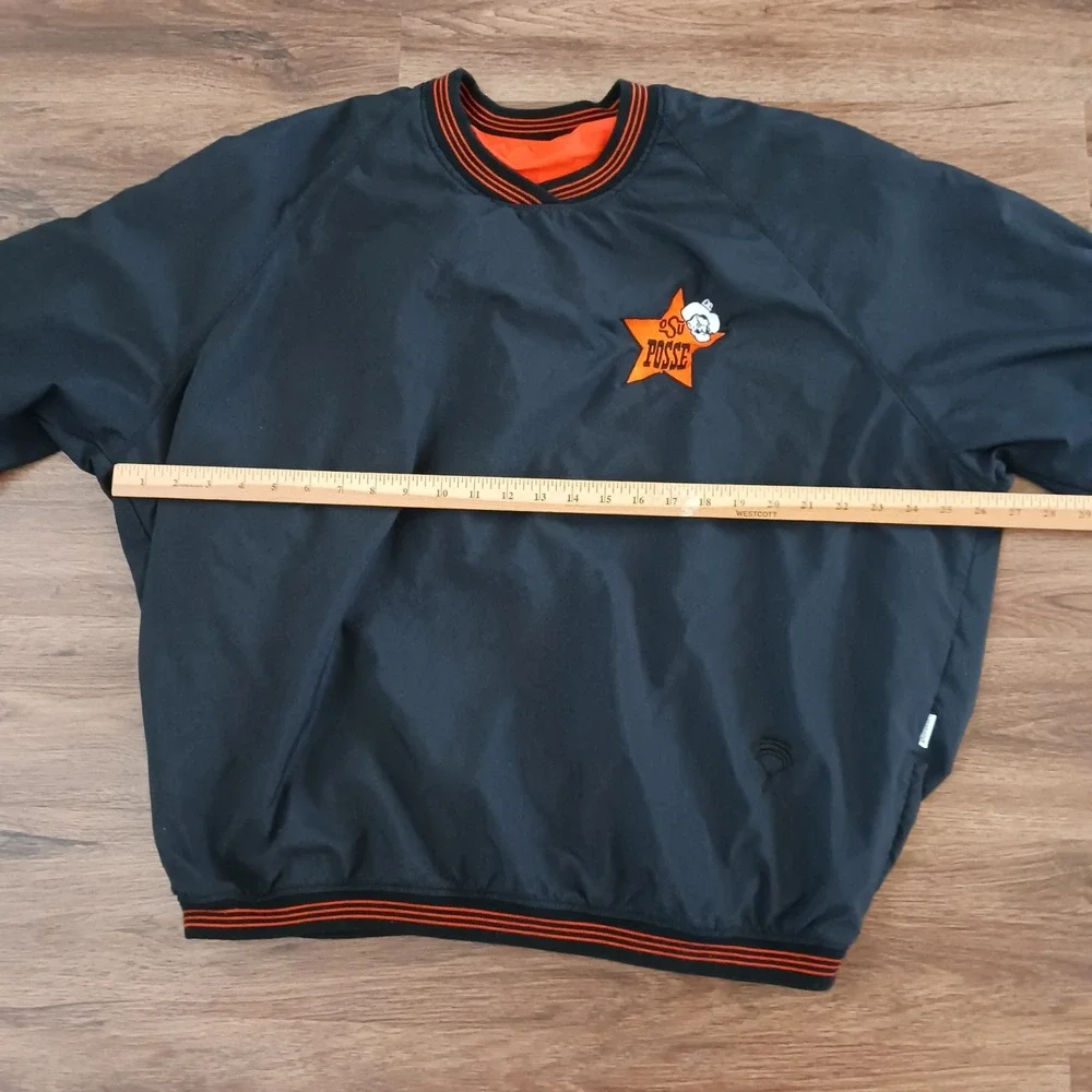 Vintage OSU Posse Reversible Windbreaker Pullover Orange Black Mens L Alamo Bowl